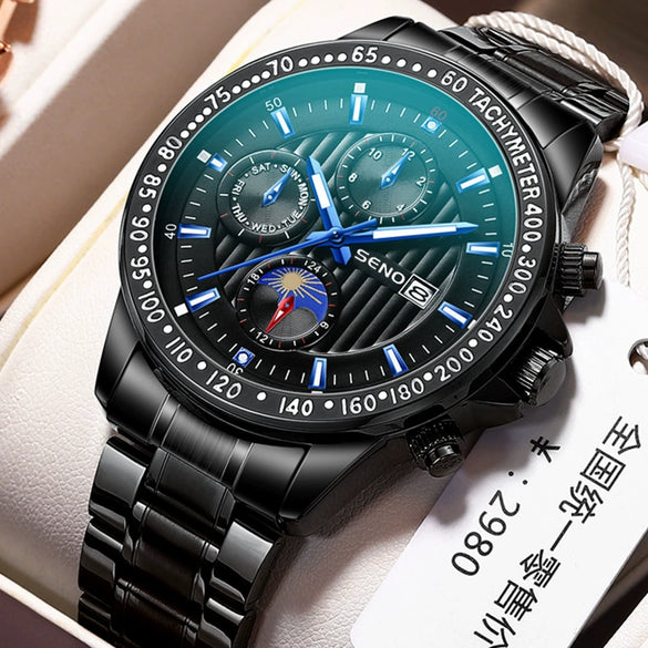 Wholesale Men's Fashion Quartz Watches With Luminous Calendar Waterproof Round Dial Alloy Case And Strap Stainless Steel Clasp Coated Glass Mirror Printed Logo Spiral Crown