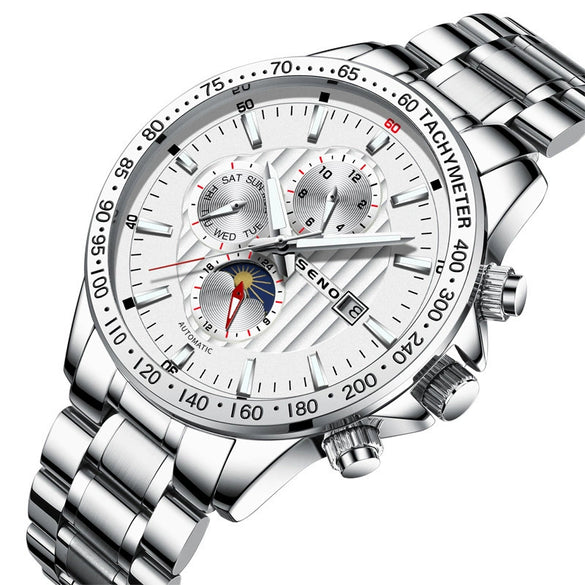 Wholesale Men's Fashion Quartz Watches With Luminous Calendar Waterproof Round Dial Alloy Case And Strap Stainless Steel Clasp Coated Glass Mirror Printed Logo Spiral Crown