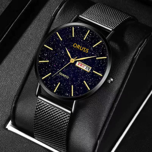 Wholesale Men's Fashion Watch Alloy Case And Strap Round Dial Mineral Strengthened Glass Mirror Quartz Movement Waterproof Calendar