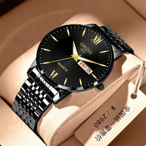 Wholesale Men's Fashion Watch Alloy Case And Strap Round Dial Mineral Strengthened Glass Mirror Quartz Movement Waterproof Calendar