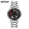 Wholesale Men's Fashionable Cut Out Quartz Watch Alloy Case Stainless Steel Band Round Dial