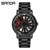 Wholesale Men's Fashionable Cut Out Quartz Watch Alloy Case Stainless Steel Band Round Dial