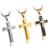 Wholesale Men's Geometric Cross Titanium Steel Electroplated Pearl Chain Necklace