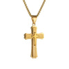 Wholesale Men's Geometric Cross Titanium Steel Electroplated Pearl Chain Necklace