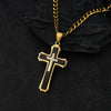 Wholesale Men's Geometric Cross Titanium Steel Electroplated Pearl Chain Necklace