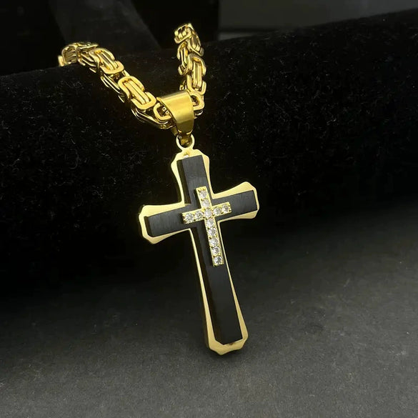 Wholesale Men's Geometric Titanium Steel Necklace Set With Diamonds Cuban Accessories