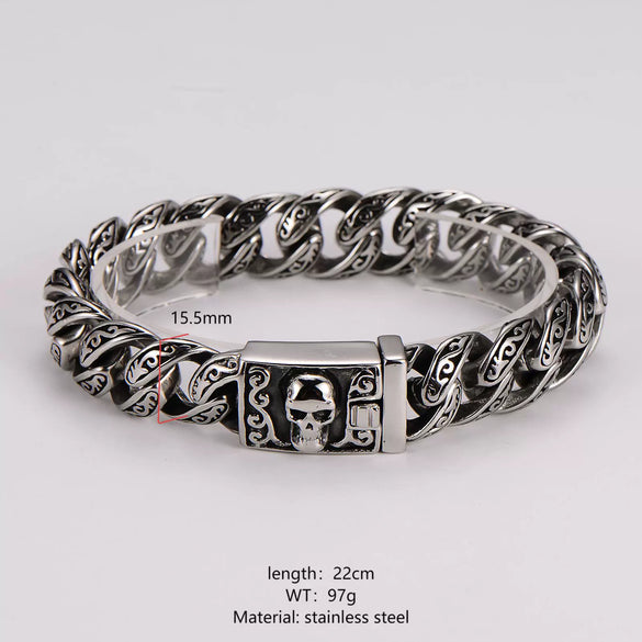 Wholesale Men's Handmade Distressed Geometric Stainless Steel Electroplated Wild Totem Bracelet Hand Jewelry