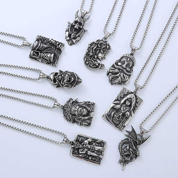 Wholesale Men's Hip Hop Stainless Steel Geometric Polished Necklace