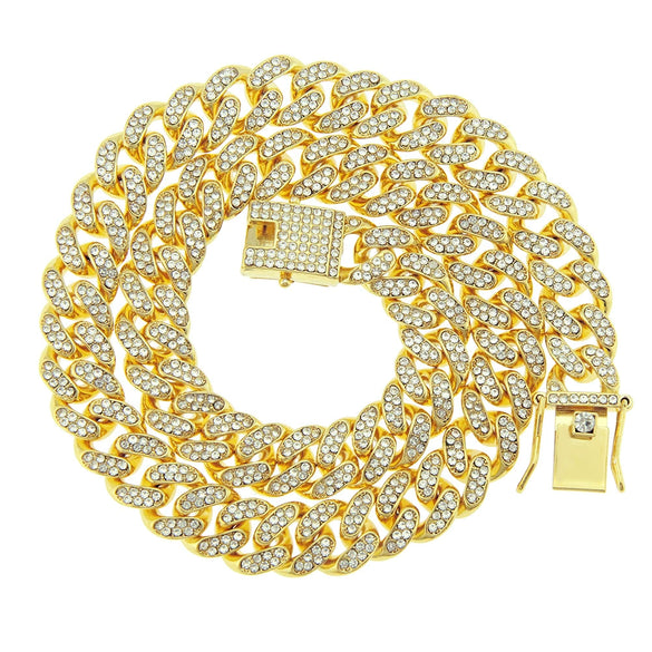 Wholesale Men's Hiphop Alloy Cuban Chain Necklace With Diamond Design