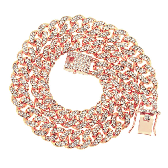 Wholesale Men's Hiphop Alloy Cuban Chain Necklace With Diamond Design