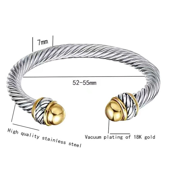 Wholesale Men's Hiphop Punk Polished Electroplated Stainless Steel Opening Bracelet Jewelry