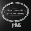 Wholesale Men's Hiphop Style Alloy Pendant Necklace With Diamond Letter Pattern And Cuban Chain
