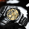Wholesale Men's Hollow Waterproof Luminous Wrist Watch Metal Case Stainless Steel Strap Round Dial