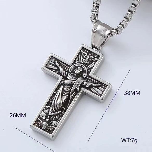 Wholesale Men's Jewelry Retro Flame Cross Animal Zodiac Geometric Stainless Steel Electroplated Pendant