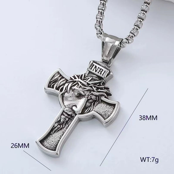 Wholesale Men's Jewelry Retro Flame Cross Animal Zodiac Geometric Stainless Steel Electroplated Pendant