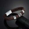 Wholesale Men's Leather Magnet Buckle Woven Bracelet Handmade Bohemian Geometric Style