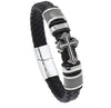 Wholesale Men's Leather Magnet Buckle Woven Bracelet Handmade Bohemian Geometric Style