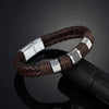 Wholesale Men's Leather Magnet Buckle Woven Bracelet Handmade Bohemian Geometric Style