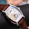 Wholesale Men's Leisure Fully Automatic Mechanical Barrel Shaped Watch With Round Dial Alloy Case Genuine Leather Strap And Stainless Steel Pin Buckle