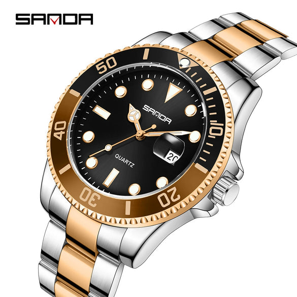 Wholesale Men's Leisure Style Round Dial Waterproof Quartz Watch With Steel Band Alloy Case And Mineral Reinforced Mirror