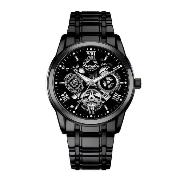 Wholesale Men's Leisure Waterproof Luminous Hollow Quartz Watch With Alloy Strap And Case Mineral Reinforced Glass Mirror And Stainless Steel Buckle