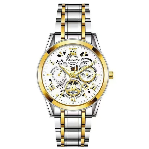 Wholesale Men's Leisure Waterproof Luminous Hollow Quartz Watch With Alloy Strap And Case Mineral Reinforced Glass Mirror And Stainless Steel Buckle