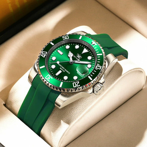 Wholesale Men's Luxury Fashion Waterproof Luminous Quartz Watch Alloy Case Silicone Strap Round Dial