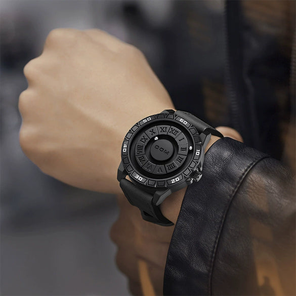 Wholesale Men's Magnetic Ball Suspension Watch With Black Technology Sense Fashion Zinc Alloy Round Dial Stainless Steel Buckle Waterproof