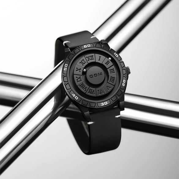 Wholesale Men's Magnetic Ball Suspension Watch With Black Technology Sense Fashion Zinc Alloy Round Dial Stainless Steel Buckle Waterproof