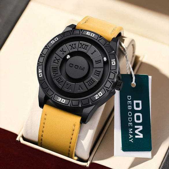 Wholesale Men's Magnetic Ball Suspension Watch With Black Technology Sense Fashion Zinc Alloy Round Dial Stainless Steel Buckle Waterproof