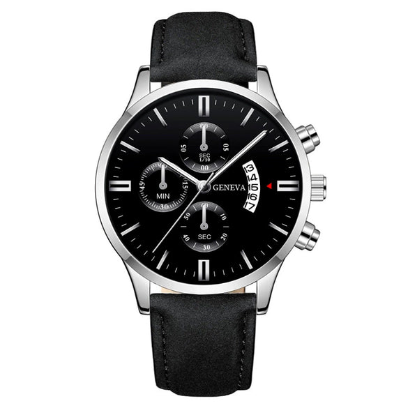 Wholesale Men's Metal Case Leather Strap Quartz Watch With Round Dial And Fashion Style