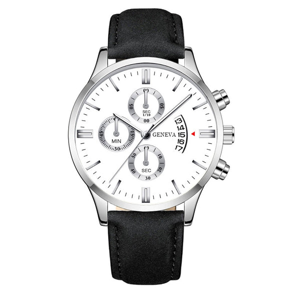 Wholesale Men's Metal Case Leather Strap Quartz Watch With Round Dial And Fashion Style