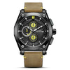 Wholesale Men's Multifunction Chronograph Calendar Watch Alloy Case Genuine Leather Strap Round Dial