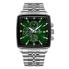 Wholesale Men's Multifunction Chronograph Waterproof Calendar Watch With Solid Stainless Steel Band Rectangular Dial And Mineral Reinforced Glass Mirror