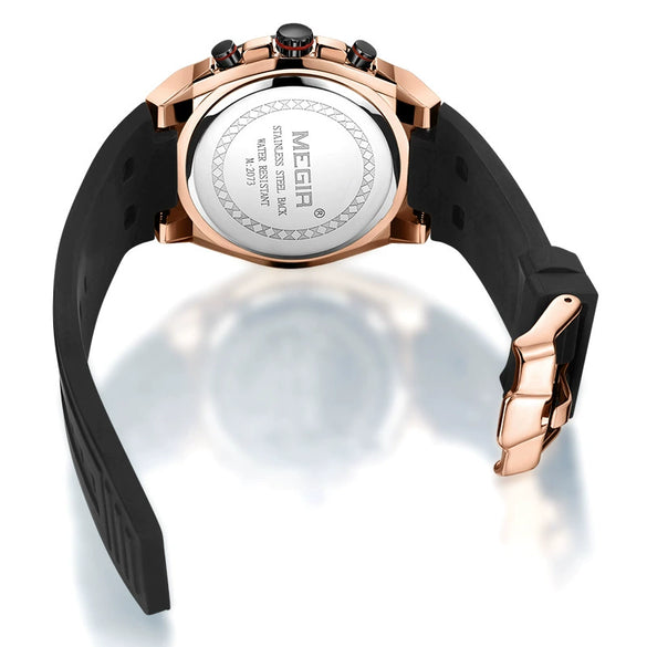 Wholesale Men's Multifunctional Sports Chronograph Silicone Quartz Watch With Alloy Case And Mineral Strengthened Glass Mirror Round Dial