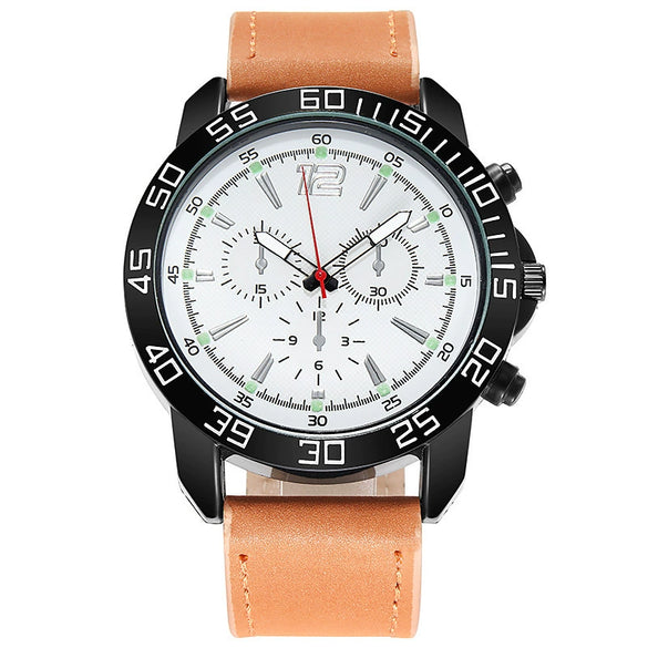 Wholesale Men's Outdoor Multifunctional Sports Quartz Watch Alloy Case Imitation Leather Strap Round Dial