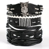 Wholesale Men's Punk Style Handwoven Leather Bracelet With Owl Wings Pattern