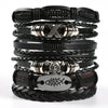 Wholesale Men's Punk Style Handwoven Leather Bracelet With Owl Wings Pattern