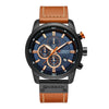 Wholesale Men's Quartz Watch Multifunctional Waterproof Leather Strap Glass Mirror Alloy Case Stainless Steel Clasp Round Dial Leisure Style