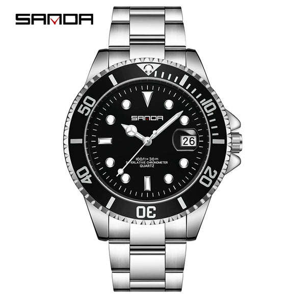 Wholesale Men's Quartz Watch Steel Belt Round Dial Zinc Alloy Case Leisure Style
