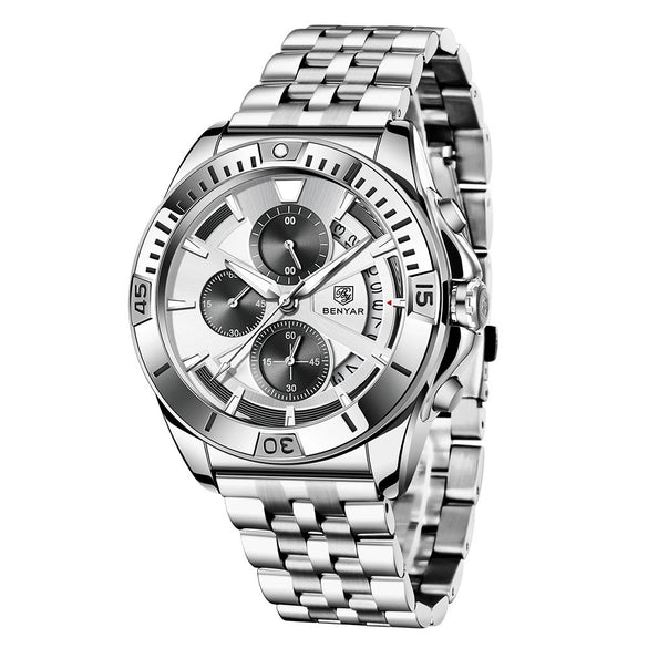 Wholesale Men's Quartz Watch With Fashion Style Waterproof Luminous Alloy Case Stainless Steel Strap And Buckle Round Dial Mineral Strengthened Glass Mirror