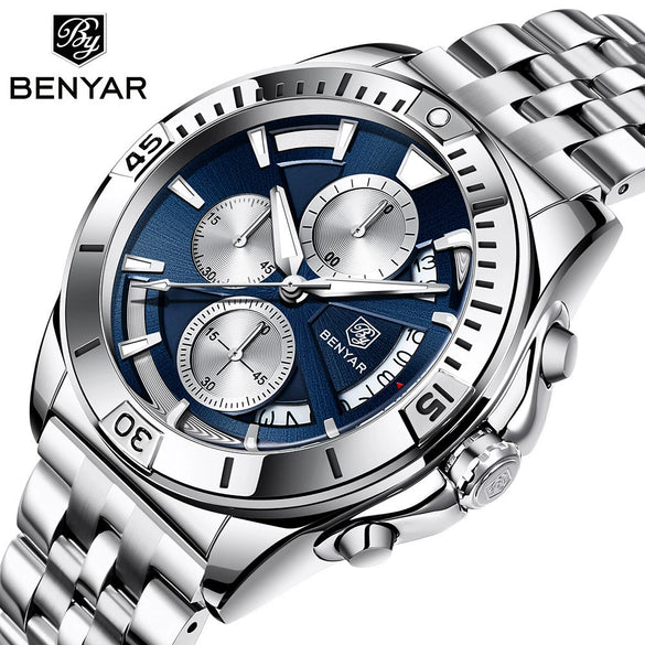 Wholesale Men's Quartz Watch With Fashion Style Waterproof Luminous Alloy Case Stainless Steel Strap And Buckle Round Dial Mineral Strengthened Glass Mirror
