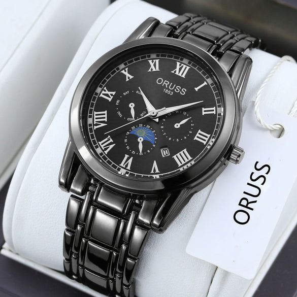 Wholesale Men's Quartz Watches Alloy Case Mineral Reinforced Glass Mirror Round Dial Business Style