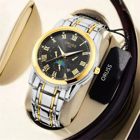 Wholesale Men's Quartz Watches Alloy Case Mineral Reinforced Glass Mirror Round Dial Business Style