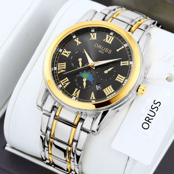 Wholesale Men's Quartz Watches Alloy Case Mineral Reinforced Glass Mirror Round Dial Business Style