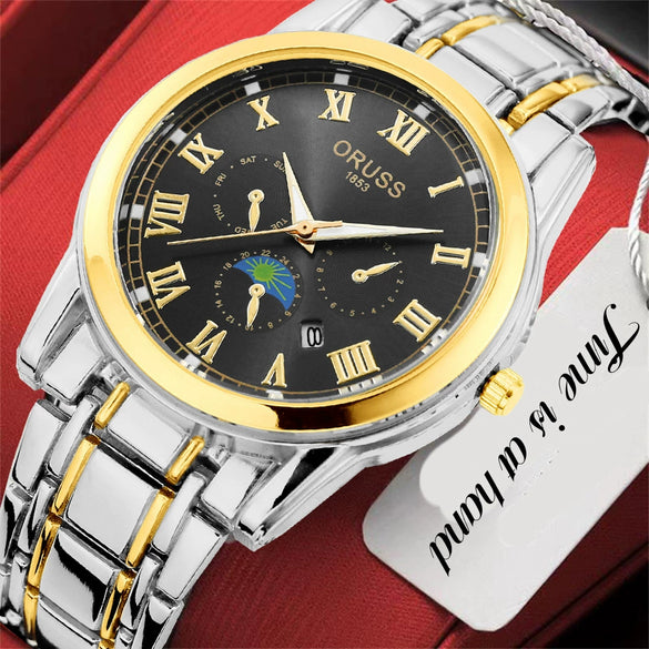 Wholesale Men's Quartz Watches Alloy Case Mineral Reinforced Glass Mirror Round Dial Business Style
