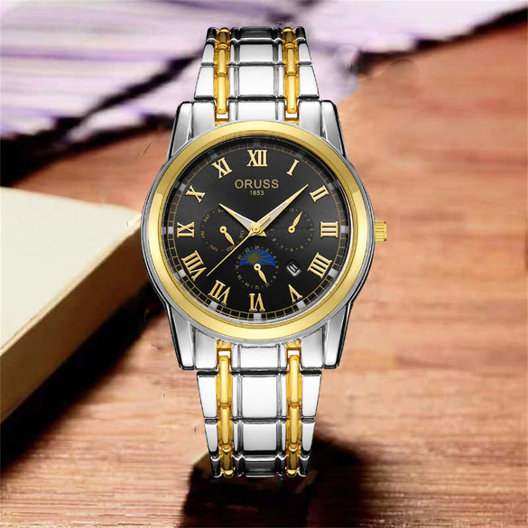 Wholesale Men's Quartz Watches Alloy Case Mineral Reinforced Glass Mirror Round Dial Business Style