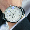 Wholesale Men's Relief Dot Diamond Fully Automatic Mechanical Watch With Round Dial Mineral Reinforced Glass Mirror Stainless Steel Buckle And Genuine Leather Strap
