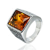 Wholesale Men's Retro Gem Ring In Titanium And Stainless Steel With Great Wall And Geometric Pattern And Oil Treatment