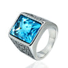 Wholesale Men's Retro Gem Ring In Titanium And Stainless Steel With Great Wall And Geometric Pattern And Oil Treatment